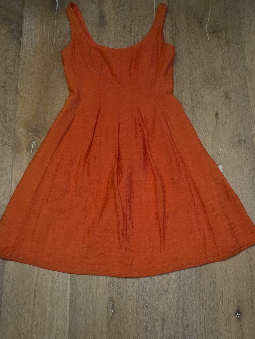 Nine West Orange Shimmer Sleeveless Fit Flare Dress Pockets Lined 2